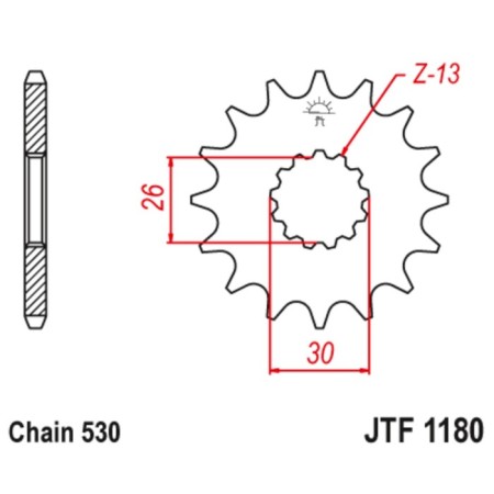 Leading star JT SPROCKETS JTF1180-18, chain 530, 18 teeth