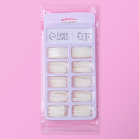 Patching nails, 100 pcs, ballerina shape, in a container, milk color-5