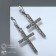 Hanging earrings with rhinestones "crosses" classic elongated, white color in silver