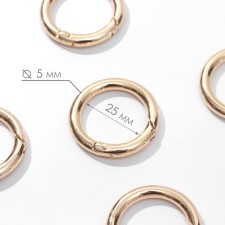 Karabin ring, d = 25/35 mm, thickness - 5 mm, 5 pcs, gold color