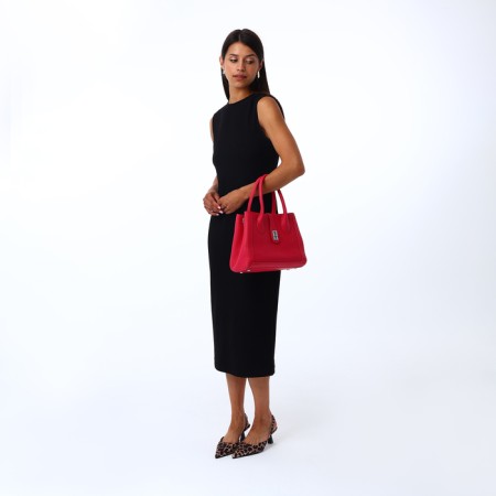 Women's bag with lightning, textura, average size, pink color-9