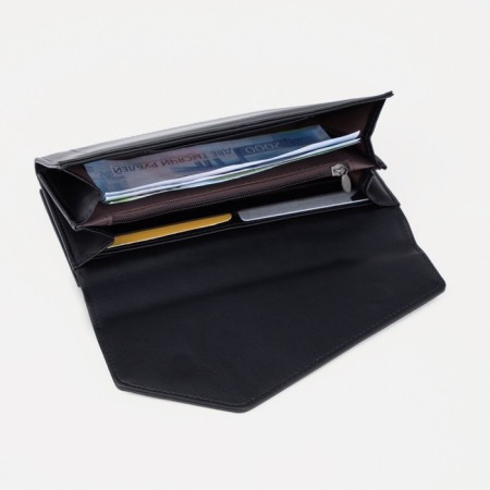 Women's wallet on magnets, black color-4
