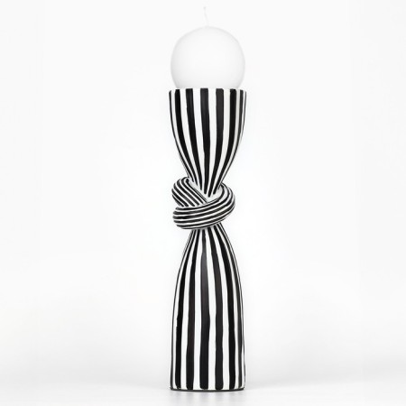Click for one candle "Knot", white-black color 39 x 10.5 x 10.5 cm
