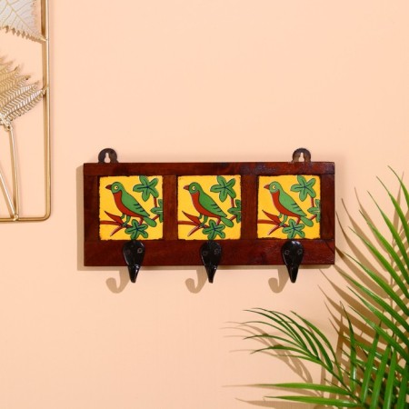 Hanger "birds" wood, 17*4*12cm, 3 hook mix-2