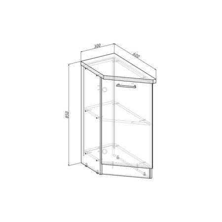 Cabinet floor lira 300x600x850 completing left closed white/quadro shimo light/malag 670783-2