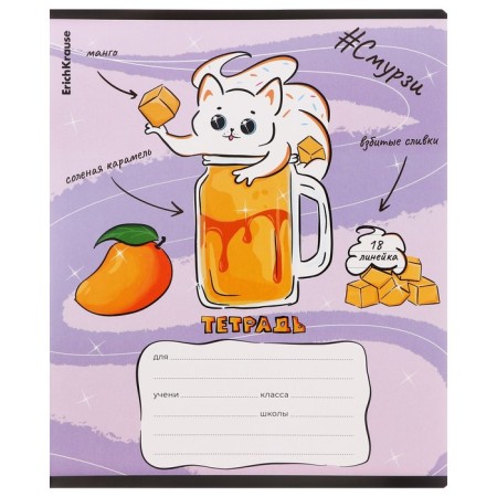 Notebook of 18 sheets in the Erichkrause "Smoothy", cover coated cardboard, mix-9