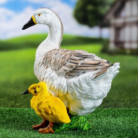 Garden figure "Duck with ducklings" 28x30x17cm-3
