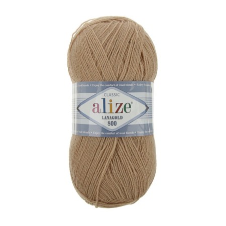 Yarn "Lanagold 800" 49% wool, 51% acrylic 730m/100g (05 beige)-1