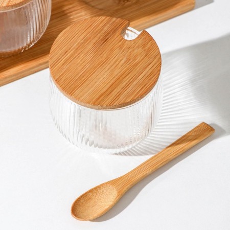 A set of glass cans "Eco. Daphne ", 280 ml, 30 × 9.5 cm, with spoons, 3 pcs-2