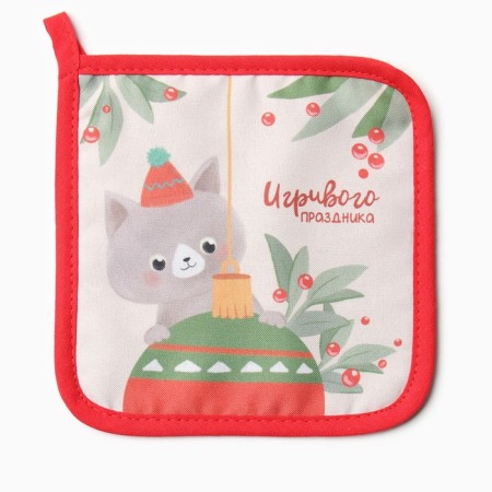 Прихватка Доляна "Игривого праздника" 17х17 см, 35% хл, 65% пэ, ватин 250 г/м2-1