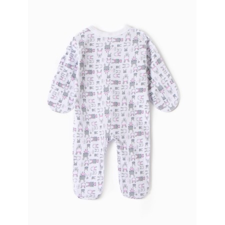 Children's overalls with scratches "Bunny", white/pink color, height 62-4
