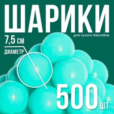 A set of balls for a dry pool 500 pcs, color: turquoise