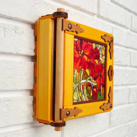 Klyn - a picture, wooden "poppies", 20 x 20 x 6 cm-3