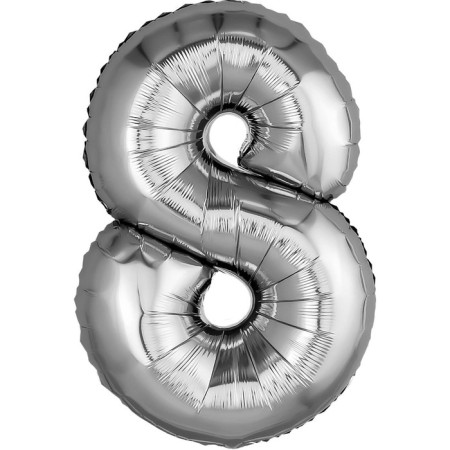Foil ball 32 "Number 8", silver color