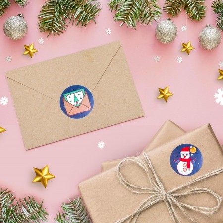 Stickers in the roll "New Year's mood", 500 pcs, 2.5 x 2.5 cm-1