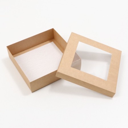 The box is folding, the lid is, with a window, craft, 23 x 23 x 6.5 cm-2