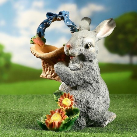 Garden figure "Bunny with a basket" 29x26x32cm-1