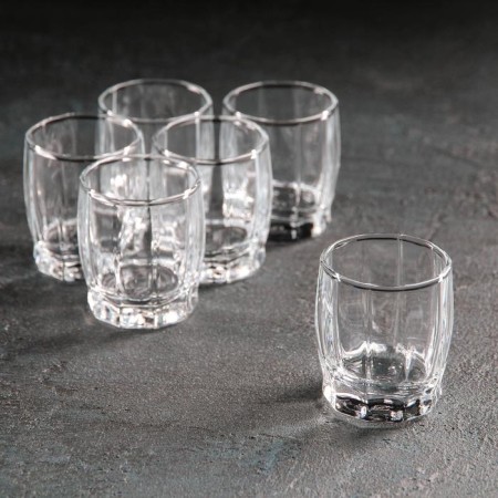 A set of glass piles for dance vodka, 55 ml, 6 pcs