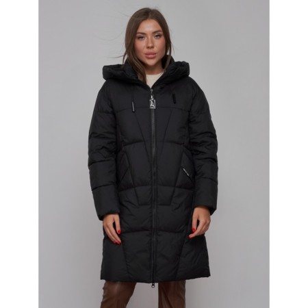 Coat insulated winter female, size 44, black color-7