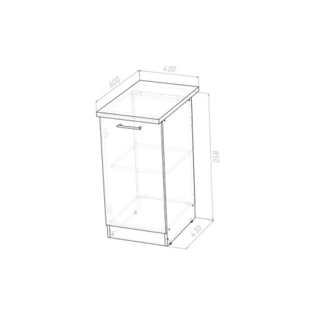 Cabinet floor lira 400x600x850 with 1 door white/quado shimo light/malag-2