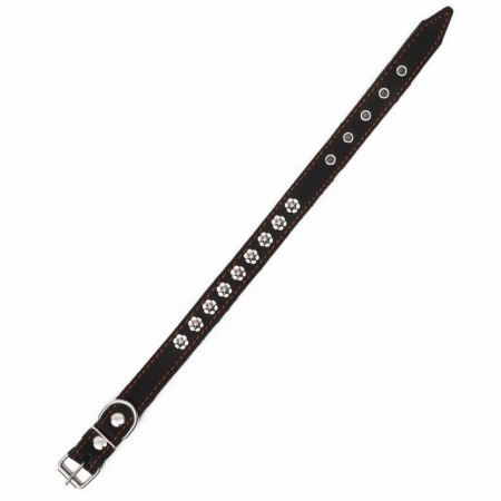 Leather collar on synthetic winterizer, decorated, 55 x 2.5 cm, Osh 35-45 cm, black-2
