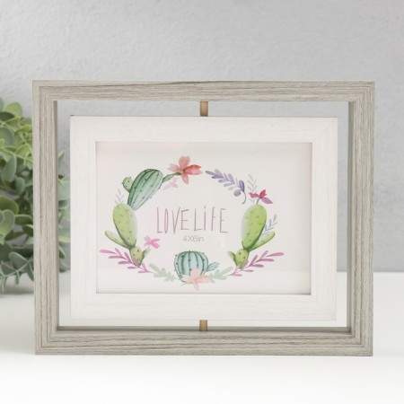 Photo frame MDF in 2 photos 10x15 cm "Two-sided" gray-blue 21.5x3x16.3 cm-4