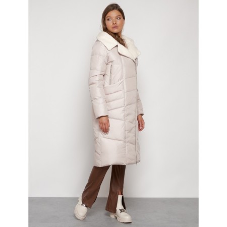 Coat insulated winter female, size 52, beige color-1