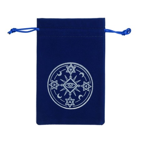 Tarot bag, “secret sign”, velvet, dark blue, 12x18 cm-2