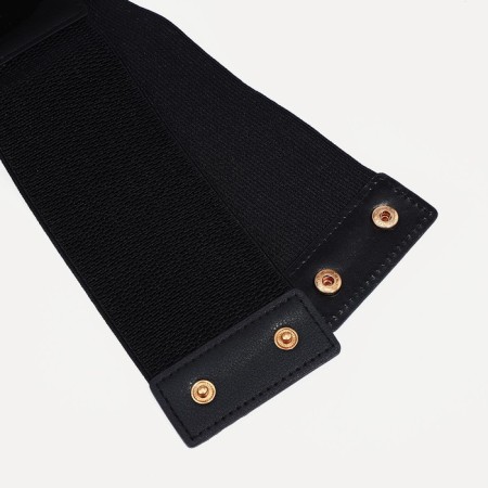 Women's belt on buttons, width 12 cm, black color-2