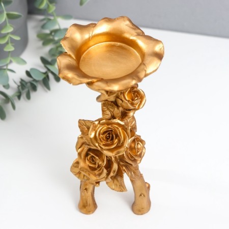 Polystone candlestick for 1 candle "roses. Trinoga" gold 20.8x7.5x7.5 cm-5