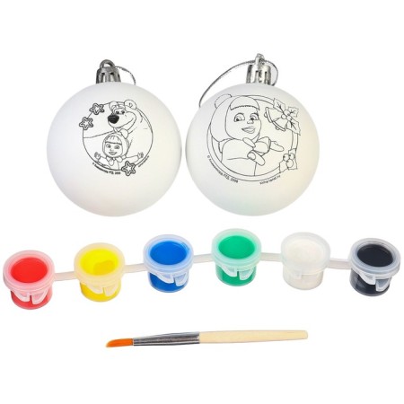 Set for creativity for the New Year "New Year's ball for coloring", 2 pieces 5.5 cm, Masha and the bear-2