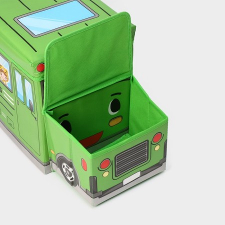 Stellyer box for storage with a lid of the school bus, 55 × 26 × 32 cm, 2 compartments, color green-6
