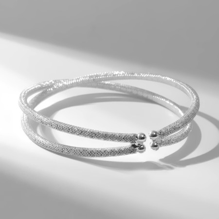 Bracelet with rhinestones "Illusion" 2 rows, white color in silver-1