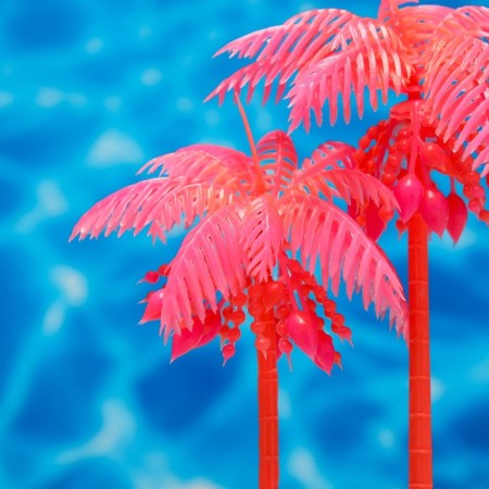 The artificial aquarium "palm tree", luminous, 18 cm, red-2
