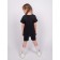 Kit for girls (T -shirt, shorts), height 110 cm, black color