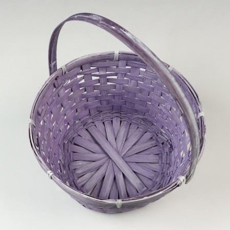 Wicker basket, d26 x 12/30 cm, purple, bamboo-2