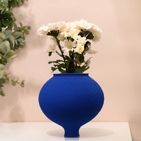 Vase for flowers decorative "Laura" color blue 20 x 16 x 16 cm-2