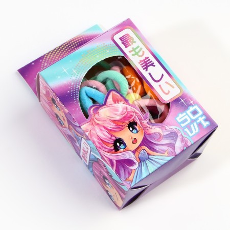 Hair gum in the box "Cutie Chibi", 50 pcs. 2 x 2 x 0.4 cm-3
