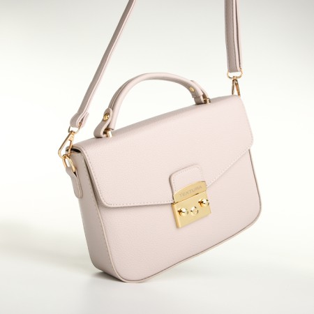 Women's bag on the valve, Textura, small size, beige color-3
