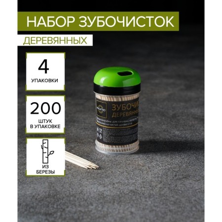 Toothpicks from Magistro birch, 200 pcs, plastic jar, dispenser cover