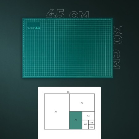 Mat for cutting, three -layer, 45 × 30 cm, a3, green color-1