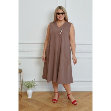 Sarafan female, size 60, brown color-1