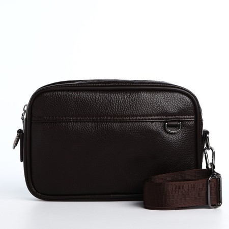 Male bag over the shoulder, artificial leather, brown color-1
