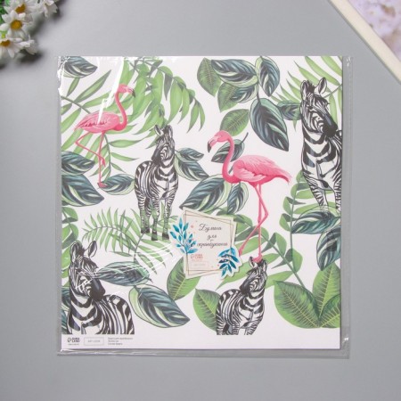 Flamingo and zebra scrapbooking paper density 180 grams set 5 pcs 30.5x32 cm-4