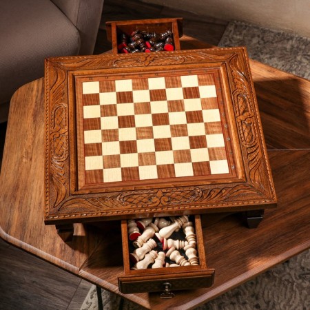 Handmade chess "Classic with a harsh", on legs, 50x50 cm, walnut array, Armenia-2