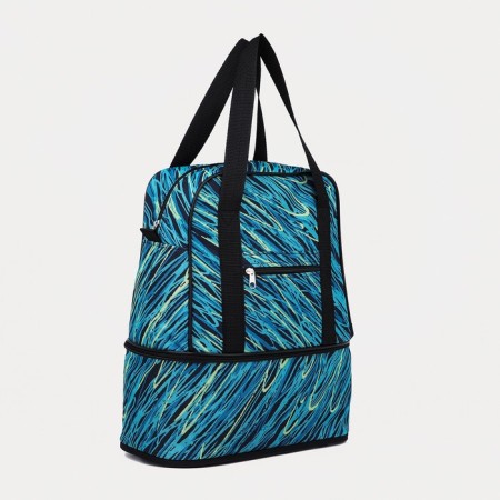 Lightning bag, external pocket, with an increase, blue/turquoise color-2