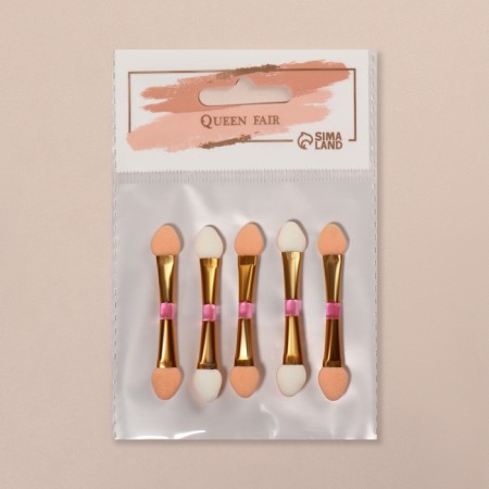 A set of applicators for shadows, bilateral, 5 pcs, 5.5 cm, pink/gold color-6