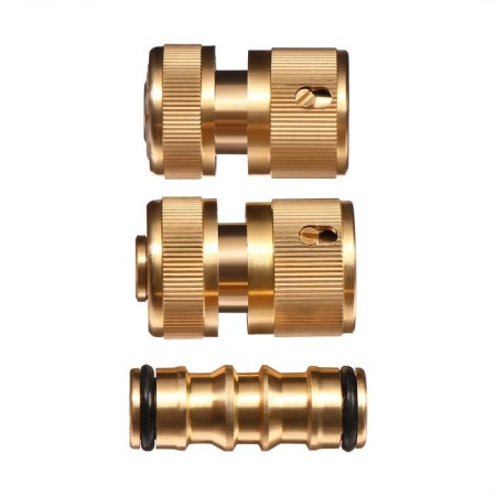 Set for a quick -sitting connection of hoses, 1/2 "(12 mm), 3 subjects (brass): Connector, Connector with Aquastop, adapter, Greengo-1