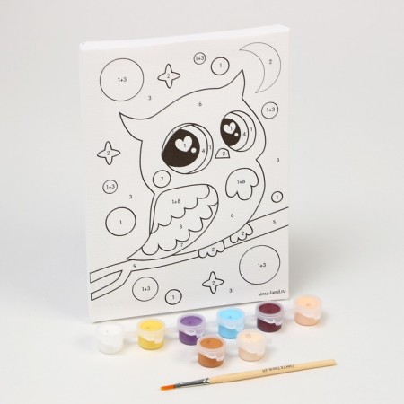 Picture on numbers for children "Owl on a branch", 21 x 15 cm-3