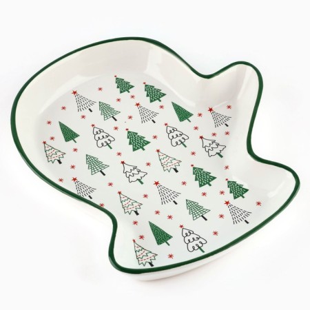 New Year! New Year's ceramic "Winter Forest" dish, 20x17.5x3 cm, white color-1